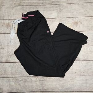 Urbane black straight wide leg 2 pocket scrub pants